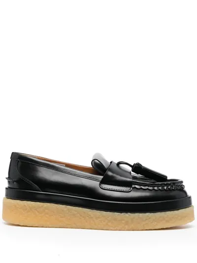 Chloé Jamie Tasseled Leather Platform Loafers In Nero