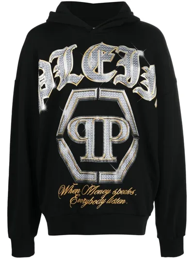 Philipp Plein Logo-print Cotton Hoodie In Black