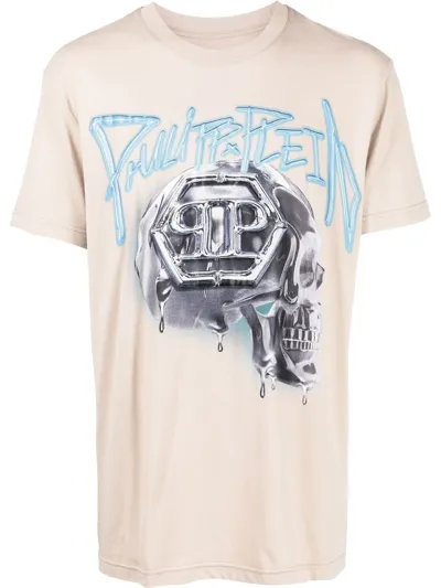 Philipp Plein Skull-print Short-sleeve T-shirt In Neutrals