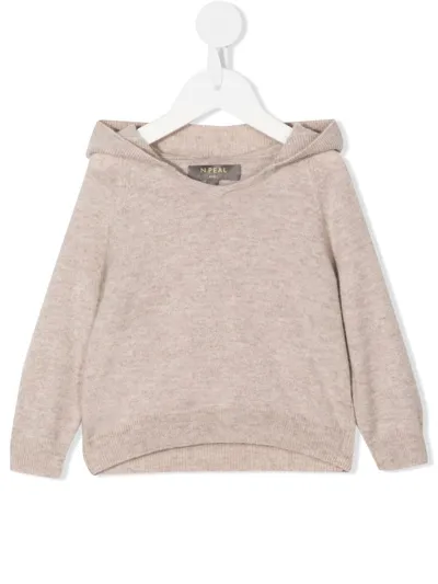 N•peal Babies' Cashmere Knit Hoodie In Brown