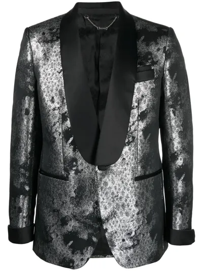 Billionaire Metallic-effect Single-breasted Blazer In Grey