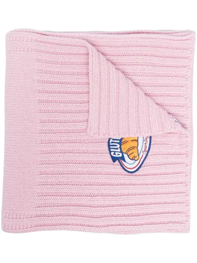 Opening Ceremony Embroidered-logo Rib-knit Scarf In Rosa