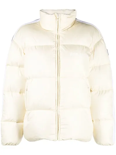 Palm Angels Logo-badge Padded Shell-down Jacket In Ecru