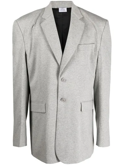 Vetements Single-breasted Shoulder-pad Blazer In Grey