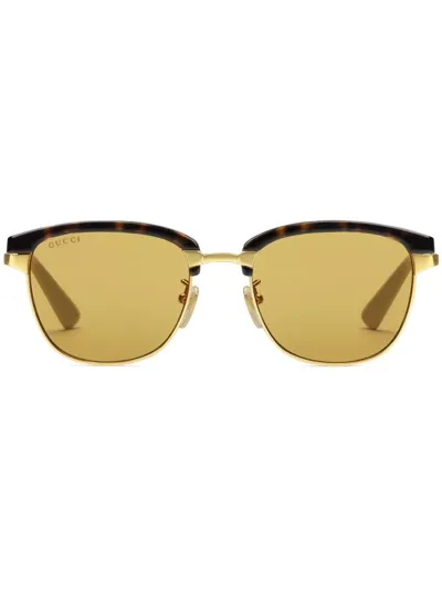 Gucci Rectangular Sunglasses With Interchangeable Frame In Gold