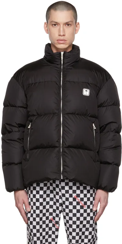 Palm Angels Black Quilted Down Jacket In Nero