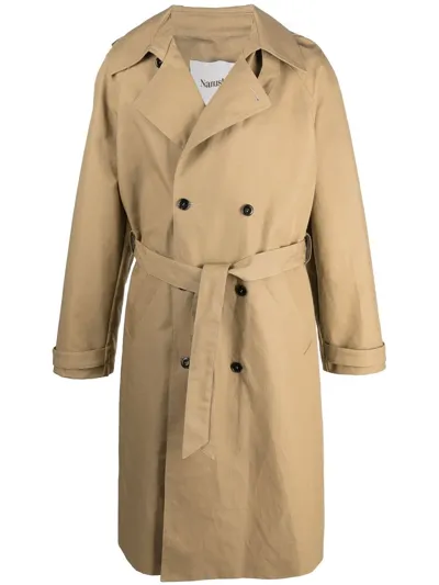 Nanushka Hooded Trench Coat In Neutrals