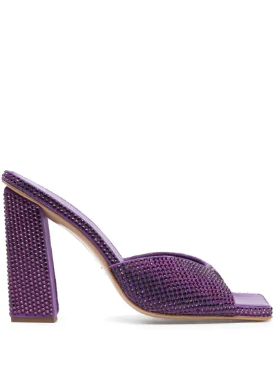 Gia Borghini Glass-crystal Embellished Mules In Purple