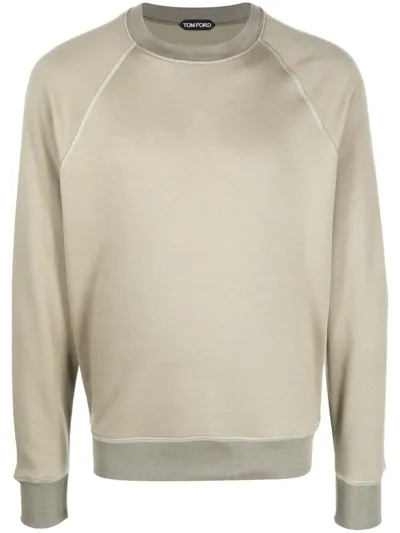 Tom Ford Garment-dyed Cotton-jersey Sweatshirt In Green