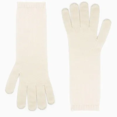 Max Mara White Wool And Cashmere Gloves