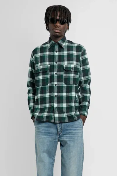 Destin Webster Green Check Cashmere Blend Shirt In Multicolor