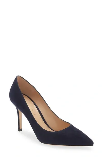 Gianvito Rossi Pointed 90mm Canvas Pumps In Schwarz