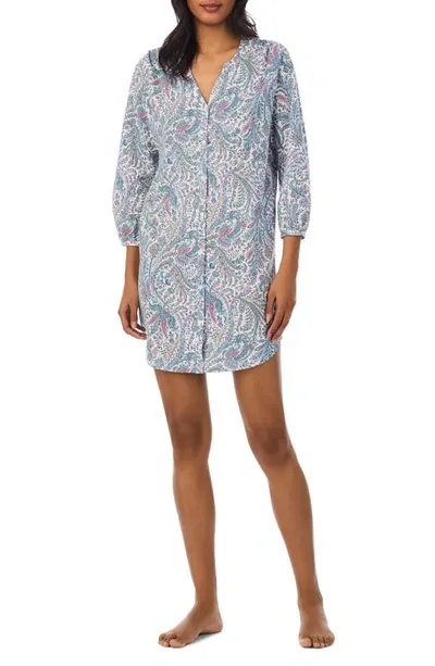 Lauren Ralph Lauren Paisley Jersey Sleep Shirt In Ivory Multi