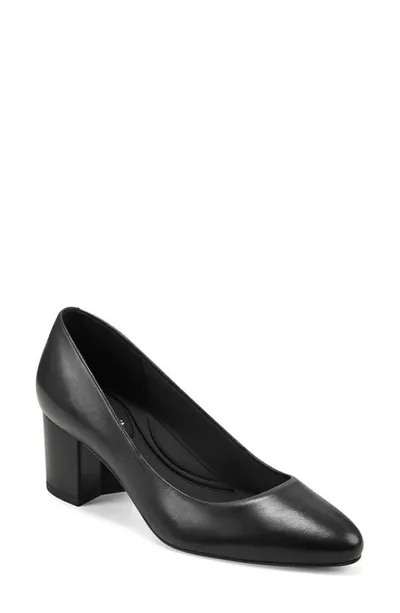 Easy Spirit Women's Cosma Slip-on Block Heel Dress Pumps Women's Shoes In Black Leather