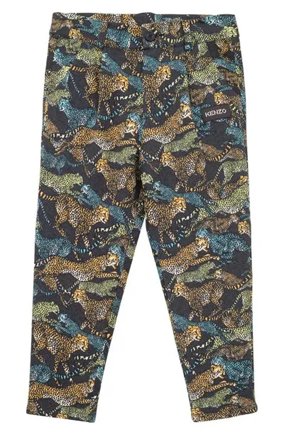 Kenzo Kid's Cheetah Print Pants In Dark Grey