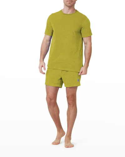 Siamo Verano Men's Terrycloth Crewneck T-shirt In Olive