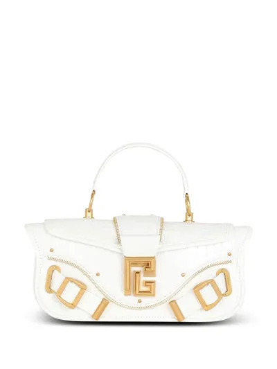 Balmain Blaze Crocodile-effect Tote Bag In White