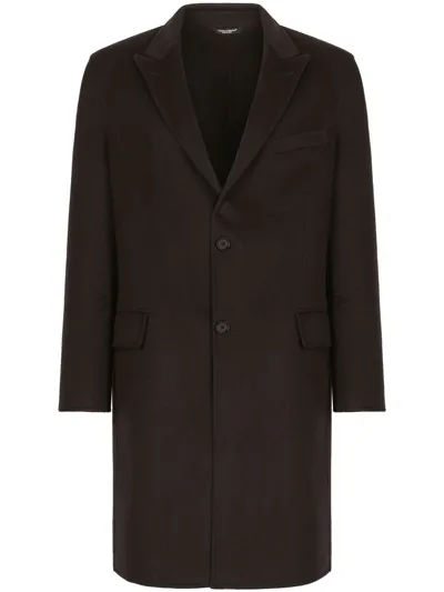 Dolce & Gabbana Single-breasted Cashmere Coat In Brown