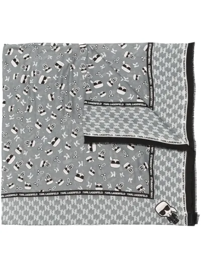 Karl Lagerfeld Karl-print Scarf In Grau