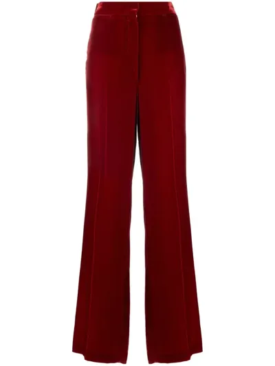 Stella Mccartney High-rise Velvet Straight-leg Suit Trousers In Cherry