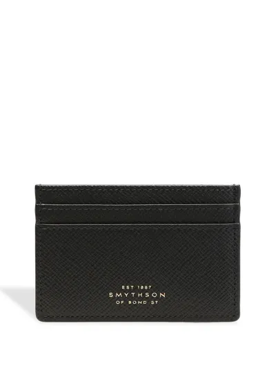 Smythson Panama Calfskin Card Holder In Black