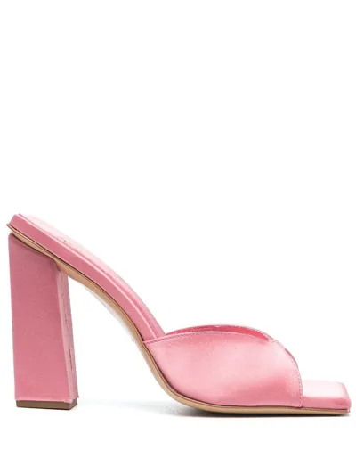 Gia Borghini Rosie Satin 125mm Mules In Pink