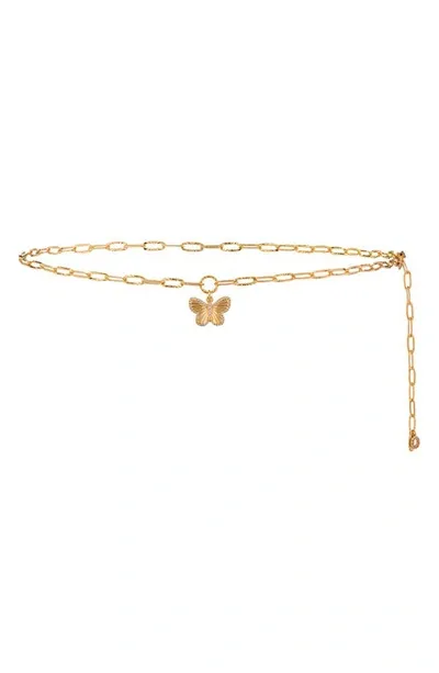 Ettika Butterfly Pendant Belly Chain In Gold