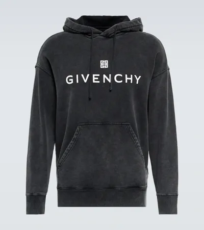 Givenchy Logo-print Relaxed-fit Cotton-jersey Hoody In Grey