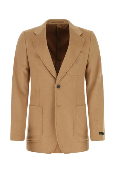 Prada Beige Camel Blazer Beige  Uomo 52 In Brown