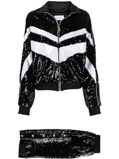 Philipp Plein Sequin Embellished Tracksuit In Black