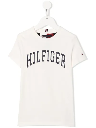 Tommy Hilfiger Junior Varsity Logo-embroidered T-shirt In Weiss