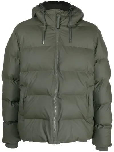 Rains Padded Hooded Jacket In Military