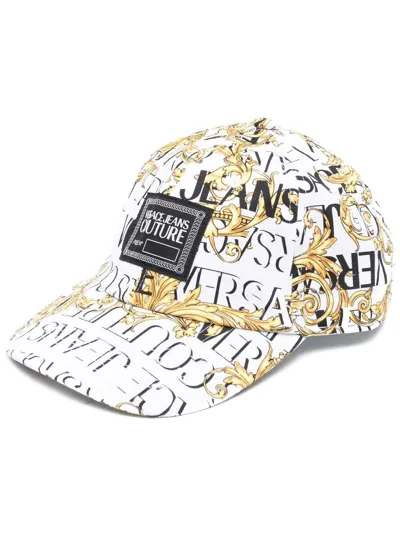 Versace Jeans Couture Baroque Pattern-print Cap In Bianco