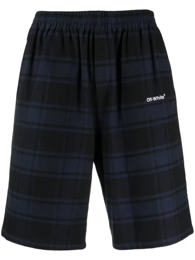 Off-white Checked Elasticated Shorts In Blue