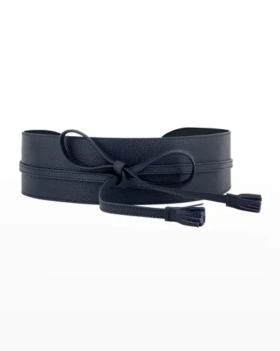 Vaincourt Paris L'ingenieuse Pebbled Leather Belt In Marine