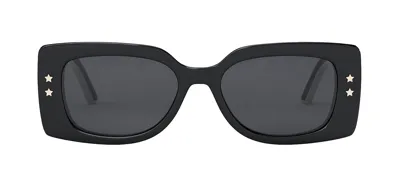 Dior Pacific S1u Cd 40098 U 01a Rectangle Sunglasses In Shiny Black / Smoke