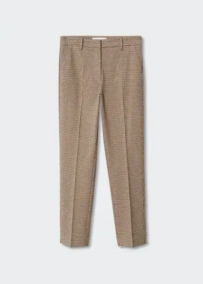 Mango Skinny Houndstooth Suit Trousers Red