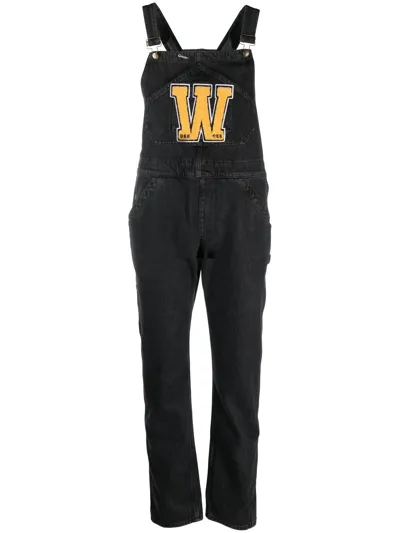 Washington Dee Cee Logo-print Denim Dungarees In Black