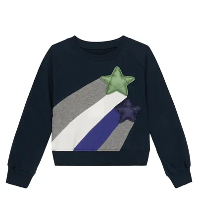 Il Gufo Kids' Appliqué Cotton-blend Sweatshirt In Blue