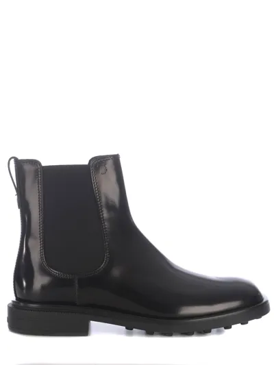 Tod's Chelsea Boot Tods In Leather In Nero