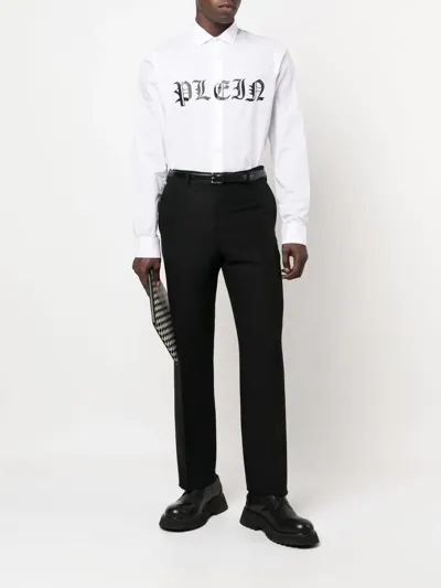 Philipp Plein Logo-print Long-sleeve Shirt In White