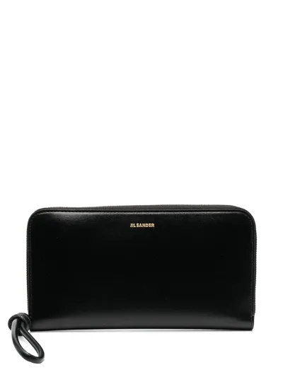 Jil Sander Knot-detail Leather Purse In Black