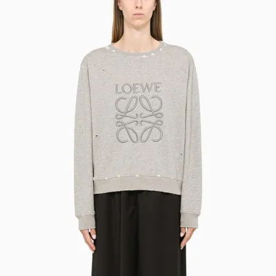 Loewe Crew Neck Sweatshirt With Anagram Logo In Grey