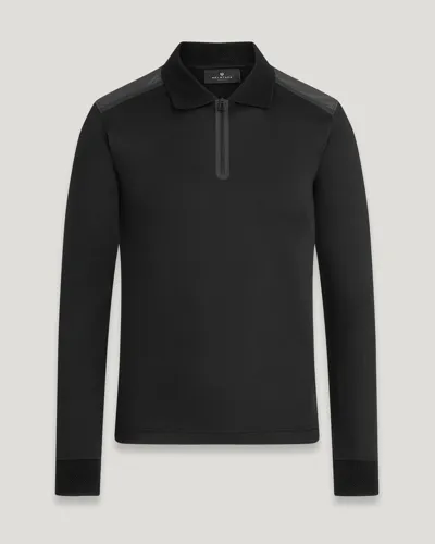 Belstaff Shuttle Cotton Blend Long Sleeve Polo In Black