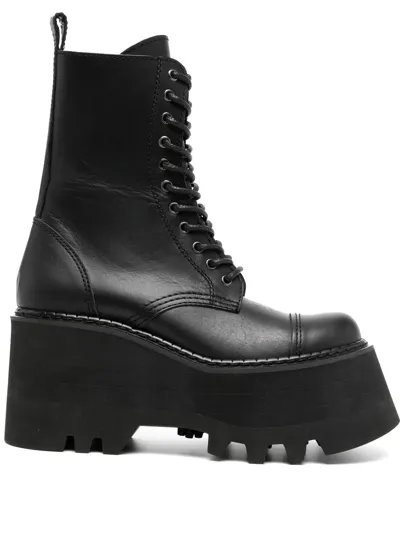 Junya Watanabe Platform Combat Boots In Black