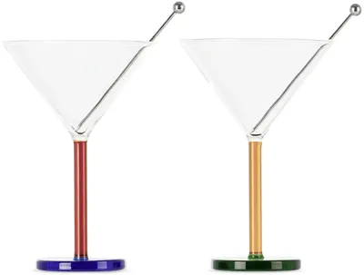 Sophie Lou Jacobsen Multicolor Piano Cocktail Glass Set In Dizzy