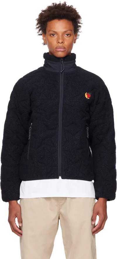 Sky High Farm Workwear Quilted Fleece Zip Jacket In Navy