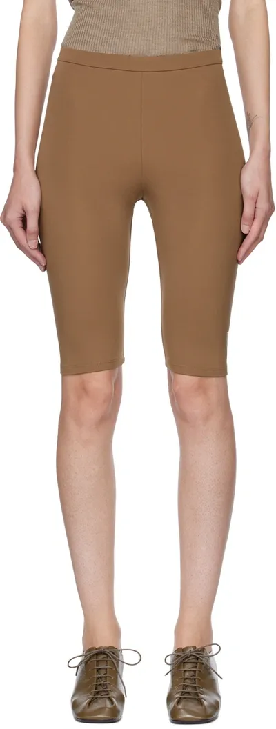 Max Mara Gelato Cotton Blend Jersey Bike Shorts In Brown