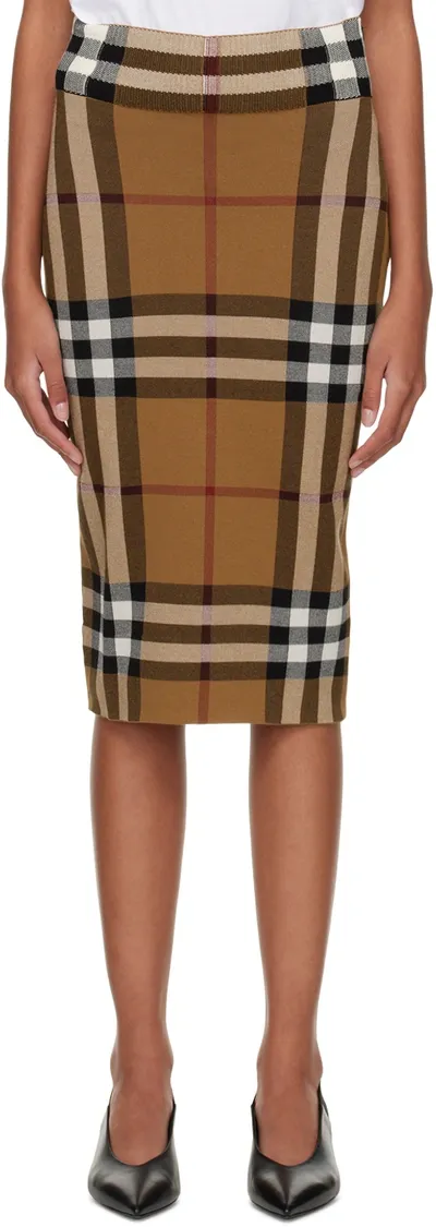 Burberry Brown Kammis Midi Skirt In Birch Brown