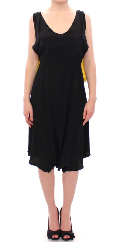 Lamberto Petri Silk Shift Sheath Coctail Dress In Black